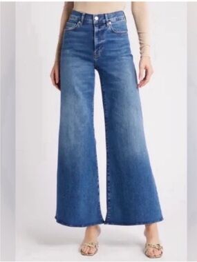 Frame Denim Palazzo Crop High-Rise Wide Leg Blue Jeans Sz 30
